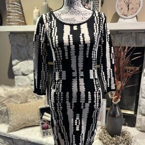 Black and White Patterned Women's Dress